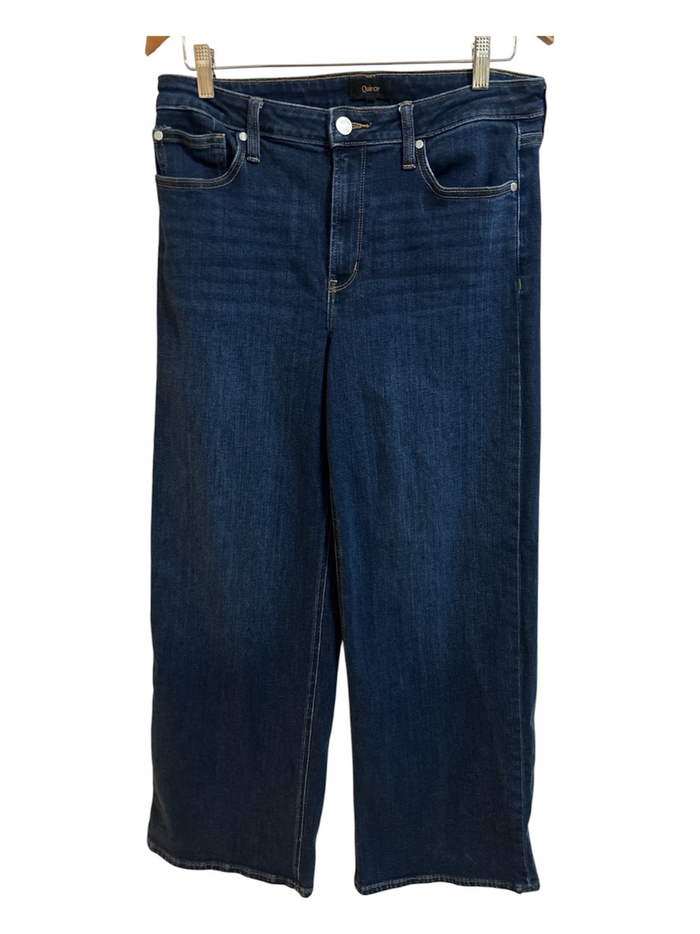 Quince Bella Stretch Wide Leg Jeans Midnight Blue High Rise Waist 31 Inseam 30 - Picture 2 of 6
